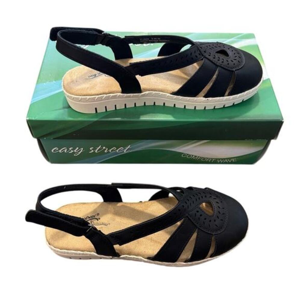 NWT Easy Street‎ Tilda Comfort Fisherman Sandals Women's 6 Navy Blue Slip On